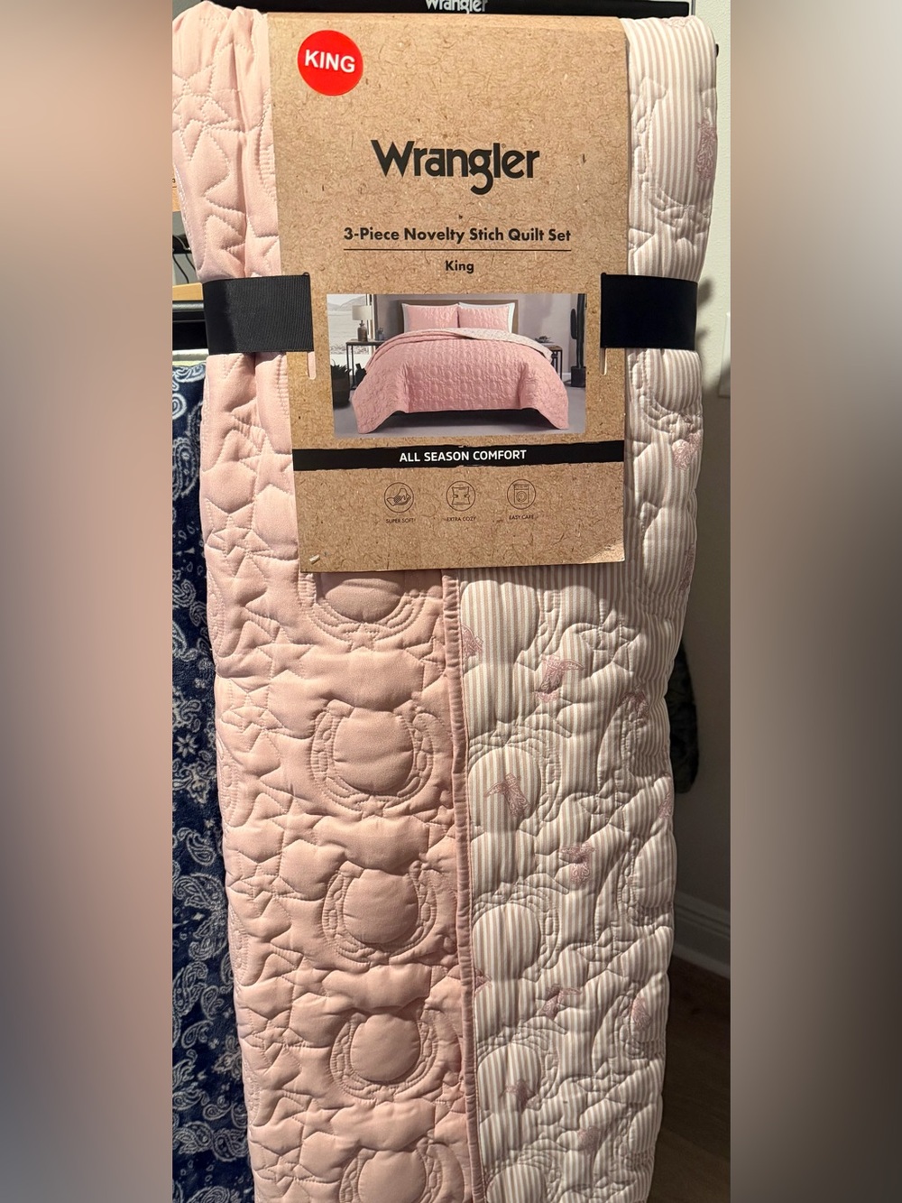 Wrangler Pink 3-Piece Quilted Bedspread Set - King